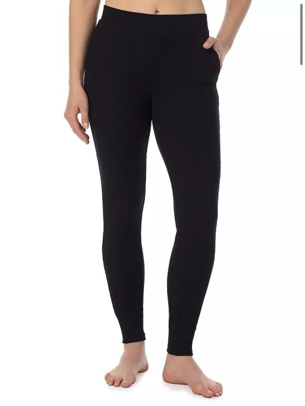 Women's Cuddl Duds Cozy Stretch Thermal Leggings, Black, XL, MSRP $36